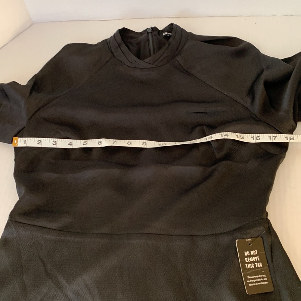 Express Black Dress, NWT, cuff style sleeve,nice neck detail, fully lined,size M - Picture 5 of 8